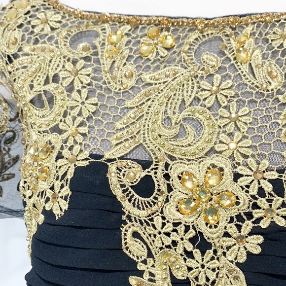 NWT Lara Designs Black & Gold Cocktail Dress 20 - Picture 9 of 13